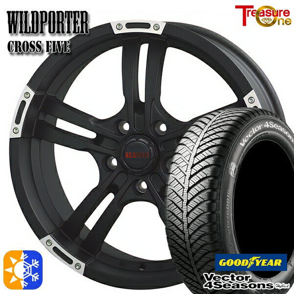 C-HR カローラクロス 215/60R17 96H グッドイヤー ベクター フォーシーズンズ トレジャーワン ワイルドポーター クロスファイブ 17インチ 7.5J 5H114.3 マットブラックポリッシュ オールシーズンタイヤホイールセット