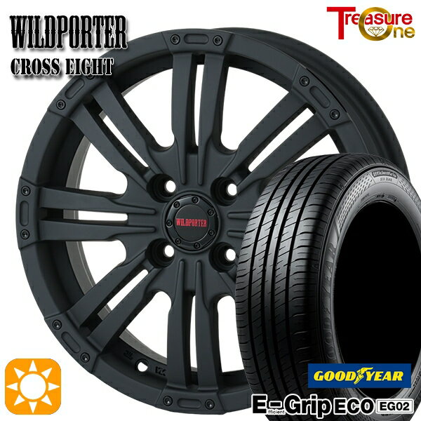 【取付対象】155/65R14 75S グッドイヤー エフィシェントグリップ エコ EG02 トレジャーワン ワイルドポーター クロスエイト マットブラック 14インチ 4.5J 4H100 +45 サマータイヤホイールセット