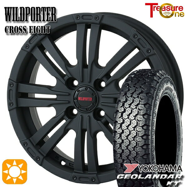 【取付対象】軽トラ 145/80R12 80/78N ヨコハマ ジオランダーKT Y828C トレジャーワン ワイルドポーター クロスエイト マットブラック 12インチ 4.0B 4H100 +42 サマータイヤホイールセット