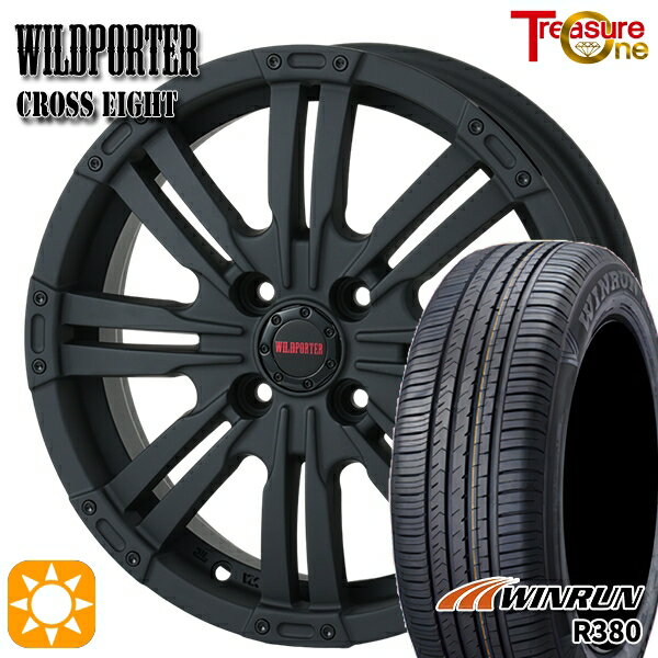 【取付対象】エブリィワゴン 165/60R14 75H ウィンラン R380 トレジャーワン ワイルドポーター クロスエイト マットブラック 14インチ 4.5J 4H100 +45 サマータイヤホイールセット