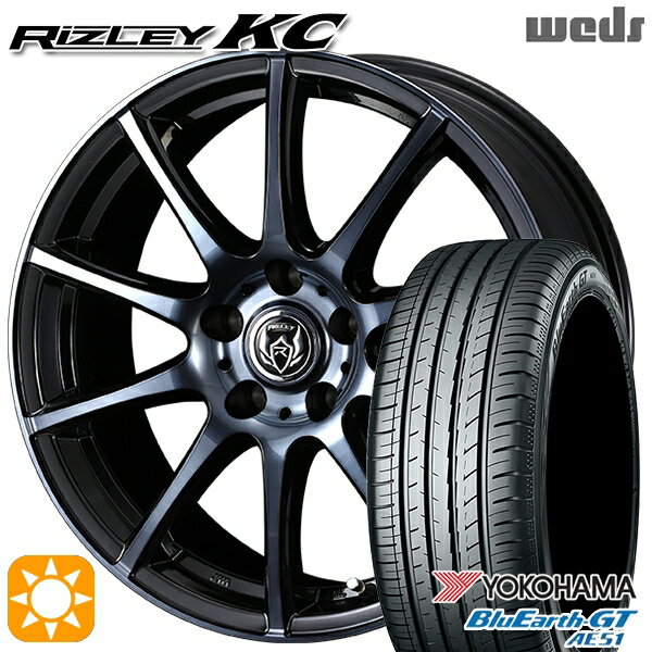 【取付対象】アイシス ノア 215/45R17 91W XL ヨコハマ ブルーアースGT AE51 Weds ライツレーKC ブラックポリッシュBC 17インチ 7.0J 5H114.3 サマータイヤホイールセット