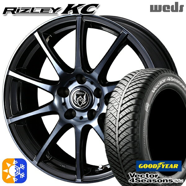 205/50R17 93H XL グッドイヤー ベクター フォーシーズンズ Weds ウェッズ ライツレーKC 17インチ 7.0J 5H114.3 ブラックポリッシュBC オールシーズンタイヤホイールセット