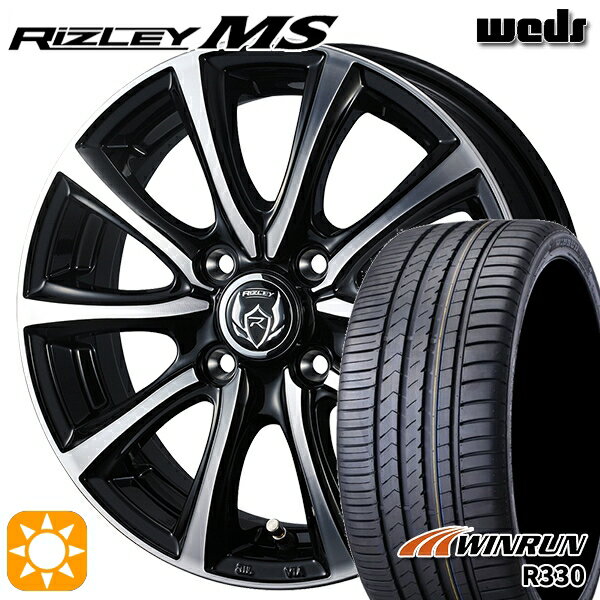 【取付対象】195/45R16 84V XL ウィンラン R330 Weds ライツレーMS ブラックメタリックポリッシュ 16インチ 6.0J 4H100 サマータイヤホイールセット