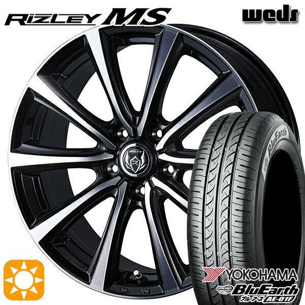 【取付対象】195/65R15 91V ヨコハマ ブルーアース AE01F Weds ライツレーMS ブラックメタリックポリッシュ 15インチ 6.0J 5H114.3 サマータイヤホイールセット