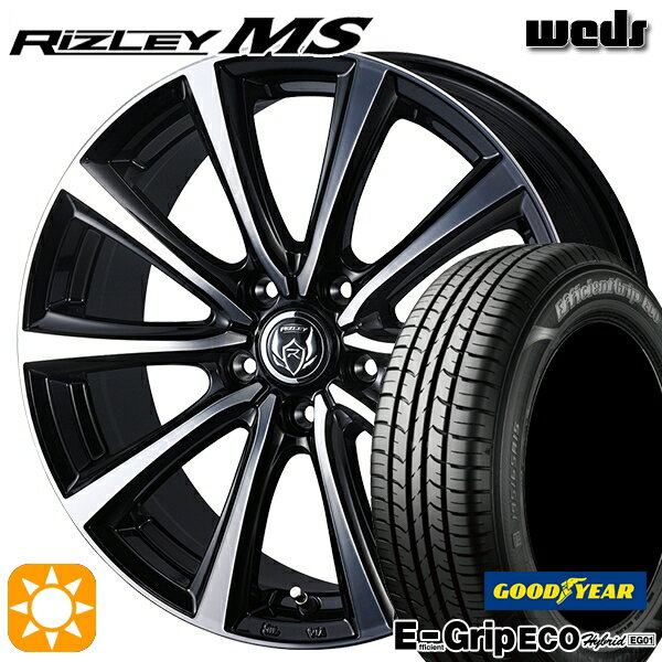 【取付対象】リーフ アクセラ 205/55R16 91V グッドイヤー エフィシェントグリップ エコ EG01 Weds ライツレーMS ブラックメタリックポリッシュ 16インチ 6.5J 5H114.3 サマータイヤホイールセット