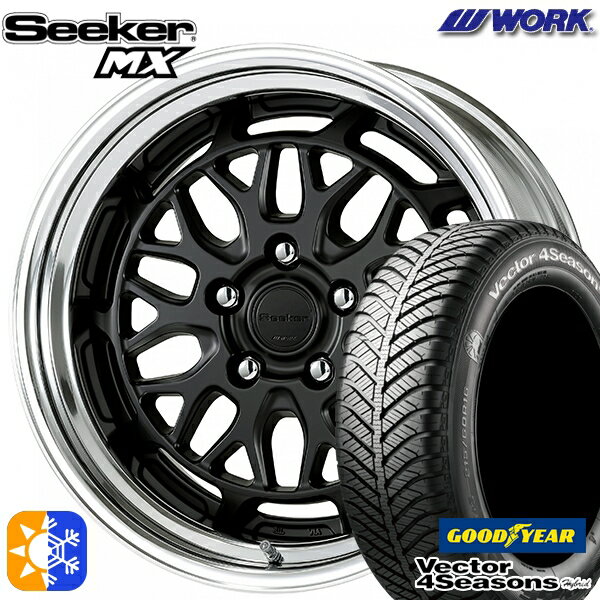 215/60R17 96H グッドイヤー ベクター フォーシーズンズ WORK シーカー MX マットブラック 17インチ 7.0J 5H114.3 オールシーズンタイヤホイールセット