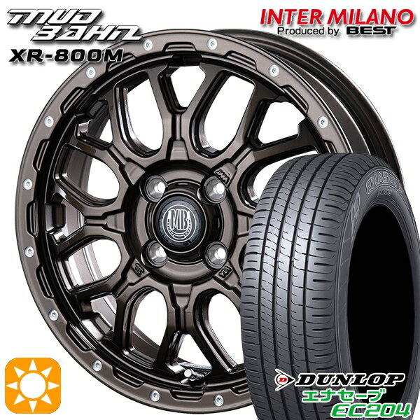 【取付対象】155/55R14 69V ダンロップ エナセーブ EC204 インターミラノ マッドバーン XR-800M GBR/PP 14インチ 4.5J 4H100 サマータイヤホイールセット