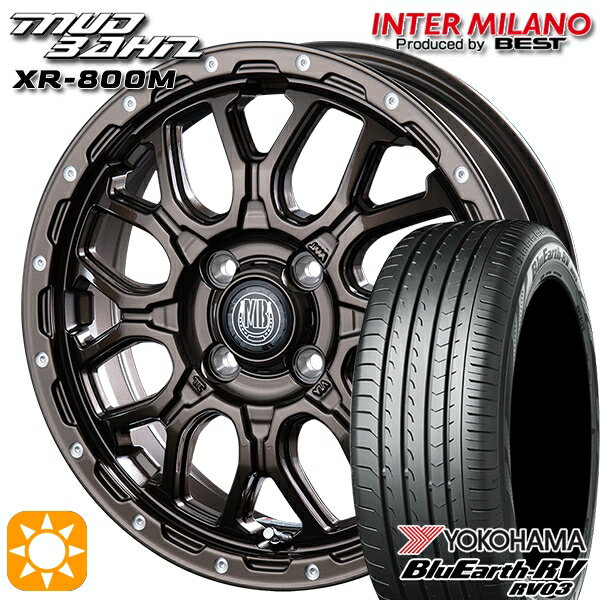【取付対象】タフト 165/65R15 81S ヨコハマ ブルーアース RV03 インターミラノ マッドバーン XR-800M GBR/PP 15インチ 4.5J 4H100 サマータイヤホイールセット