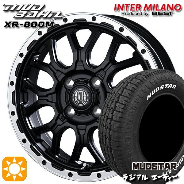 【取付対象】155/65R14 75S マッドスター ラジアル A/T ホワイトレター インターミラノ マッドバーン XR-800M MBK/RP 14インチ 4.5J 4H100 サマータイヤホイールセット