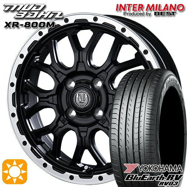 【取付対象】タフト 165/65R15 81S ヨコハマ ブルーアース RV03 インターミラノ マッドバーン XR-800M MBK/RP 15インチ 4.5J 4H100 サマータイヤホイールセット