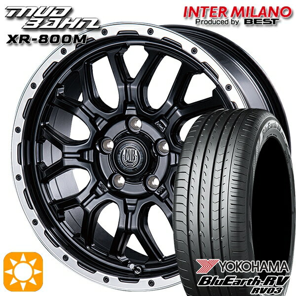 【取付対象】リーフ ノア 205/55R16 91W ヨコハマ ブルーアース RV03 インターミラノ マッドバーン XR-800M MBK/RP 16インチ 6.5J 5H114.3 サマータイヤホイールセット