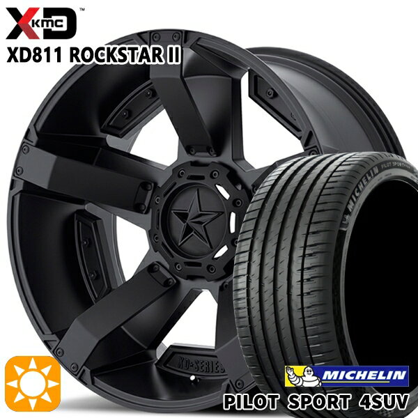 【取付対象】225/65R17 106V XL ミシュラン パイロットスポーツ 4SUV KMC XD811 ROCKSTAR II 17インチ 8.0J 5H114.3 MATTEBLACK(w/Matte BK Accents) サマータイヤホイールセット