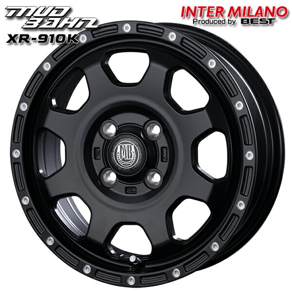 15インチ 4.5J 4H100 +45 インターミラノ マッドバーン XR-910K MBK/PP（マットブラック/ピアスポリッシュ） アルミホイール単品 4本（1台分）送料無料 代金引換不可/個人宅発送不可