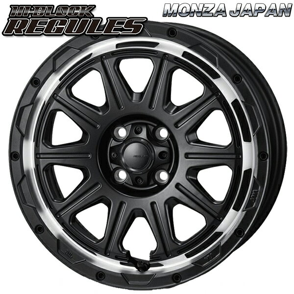 16インチ 6J 4H100 +40 MONZA モンツァ ハイブロック レグルス サテンブラックリムポリッシュ アルミホイール単品 4本（1台分） 送料無料/代金引換不可