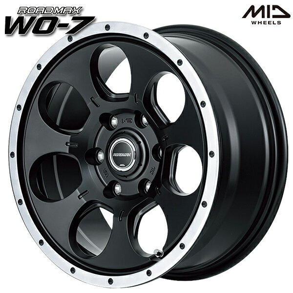 17インチ 7.5J 6H139.7 +25 MID マルカサービス WO-7 セミグロスブラック/フランジDC アルミホイール単品 4本（1台分）送料無料
