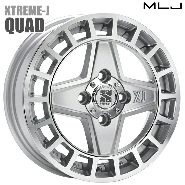 MLJ エクストリームJ QUAD サイズ：15インチ 4.5J HOLE/PCD：4H 100 インセット：45 カラー：グロスマシンド（GM） アルミホイール単品 4本（1台分）送料無料