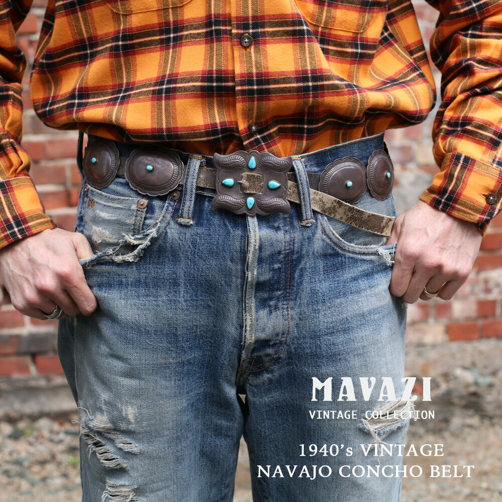 1940's NAVAJO VINTAGE CONCHO BELT ナバホ ビンテージ コンチョ ベルト 10-CONCHO インディアンジュエリー バックル ネイティブアメリカン ターコイズ