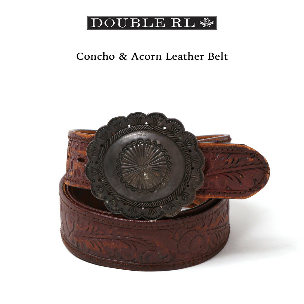 ラルフローレン ベルト（メンズ） 【スーパーSALE限定 10%OFF】RRL ダブルアールエル Double RL ラルフ・ローレン Concho & Acorn Leather Belt コンチョレザーベルト どんぐり