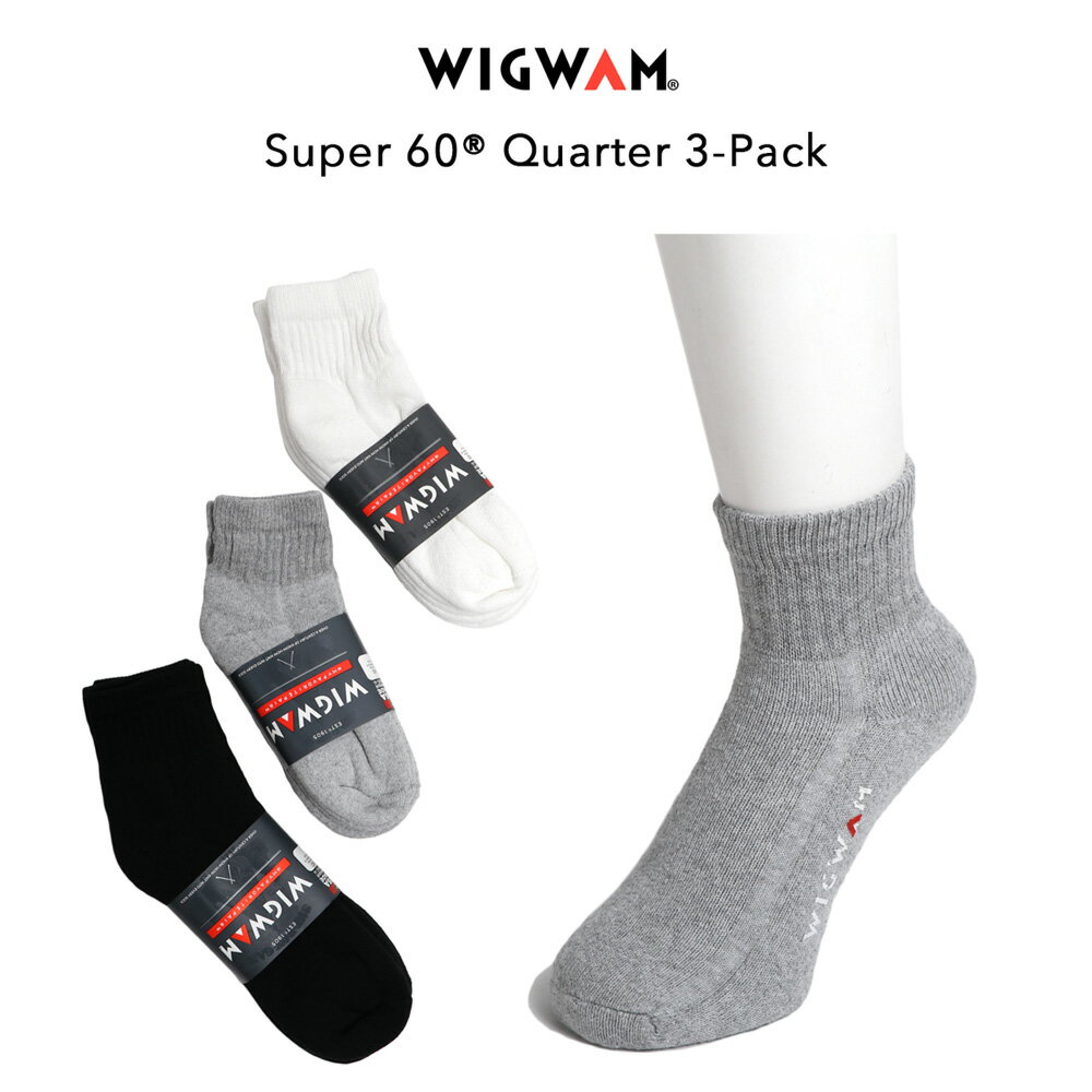 訳あり品 WIGWAM ウィグワム S1168 SUPER 60 Quarter 3-Pack 3足セット ソックス くるぶし丈 靴下 メンズ レディース ホワイト ブラック グレー オールシーズン 春 夏 ビジネス スニーカー ブーツ M L