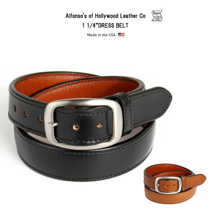 ALFONSO'S OF HOLLYWOOD LEATHER ドレスレザーベルト 牛革 本革 ブラック 財布 アルフォンソ オブ ハリウッド レザー アメリカ製 送料..