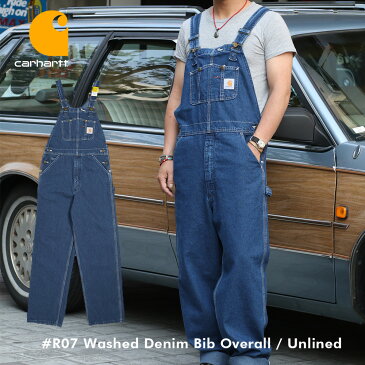 【裾上げ無料】Carhartt カーハート R07 Men’s Washed Denim Bib Overall Unlined ウォッシュ デニム オーバーオール MADE IN MEXICO メキシコ製 ワークパンツ ペインターパンツ ワークウェア パンツ サロペット 裾上げ無料