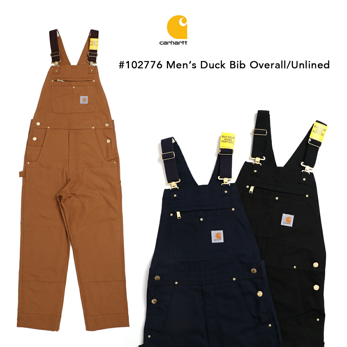 Carhartt 102776 レングス30 オーバーオール ダブルニーダック USサイズ カーハート Men’s Duck Bib Overall Unlined メキシコ製 ニカラグア製 ワークパンツ ペインターパンツ ワークウェア パンツ サロペット 裾上げ不可 大きいサイズ