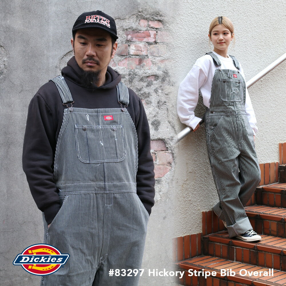 Dickies ヒッコリー ストライプ オーバーオール ディッキーズ Hickory Stripe Bib Overall 83297 サロペット ワークウェア メンズ レディース 大きいサイズ 作業服 USサイズ 春 夏