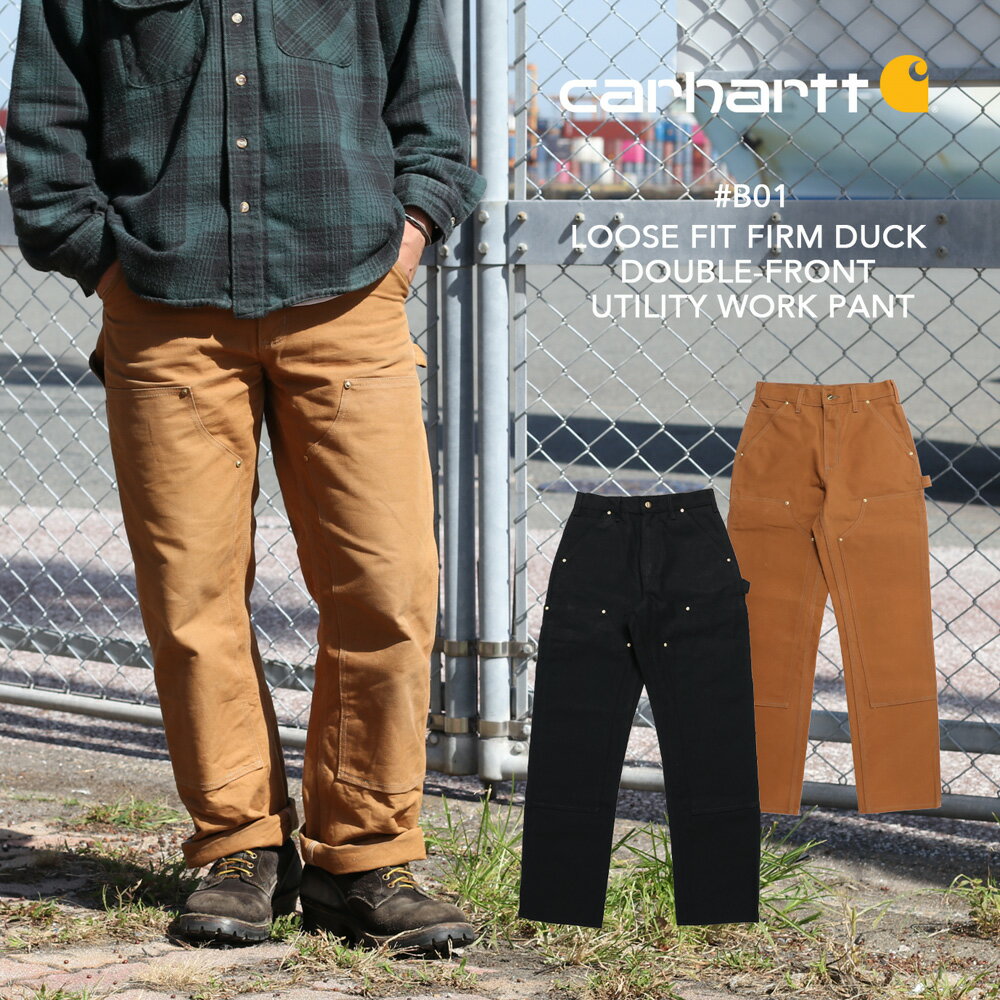 楽天MAVAZI（インポートクロージング）裾上げ無料 Carhartt カーハート #B01 ダブルニーダックペインターパンツ BROWN BLACK ワークパンツ ワークウェア ペインターパンツ 裾上げ無料 ブラウン ブラック