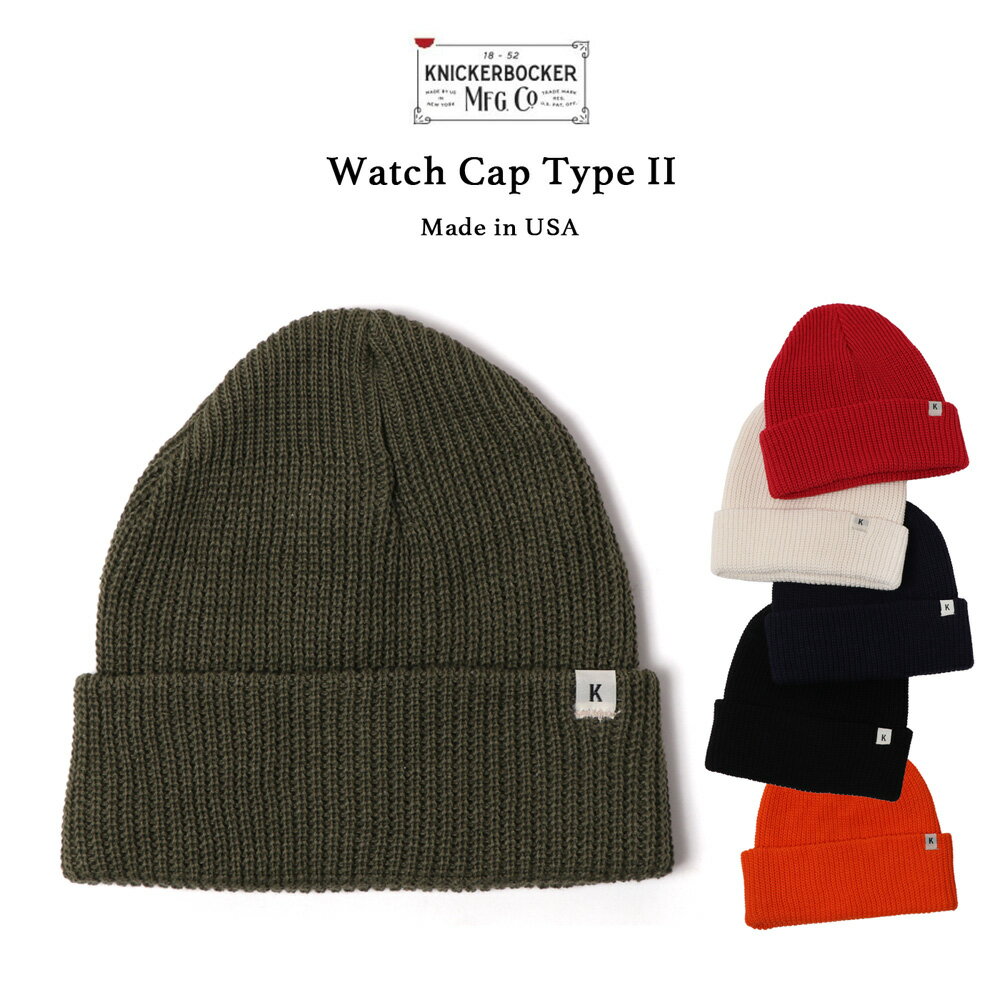 Product info KNICKERBOCKER MFG.CO.(ニッカーボッカー) WATCH CAP TYPE IIニューヨーク・ブルックリンで創業したKNICKERBOCKER MFG. CO.（ニッカーボッカーマニュファクチャリング）。デザイナーはAndrew Livingston氏。1940年代から60年代までの古き良き時代のアメリカが誇るワークウェアー・ミリタリーウェアー・スポーツウェアーをオージュしながらも、現代のスタイルにマッチするデザインやパターンが魅力です。素材感はもちろんタグやボタンといった細部まで当時の雰囲気や時代背景・空気感を感じさせてくれる希有な新鋭ブランドです。 サイズ(cm)被り口の幅深さONE19〜2117〜19 ブランド名 KNICKERBOCKER MFG.CO.(ニッカーボッカー) 品名WATCH CAP TYPE II 生産国USA 素材COTTON 100％ 洗濯表示HAND WASH DRY FLAT.DO NOT BLEACH. Attention-注意事項- ※撮影時の照明等の影響やご覧になるモニターなどの環境によって、実物とは色合い等が異なって見える場合があります。予めご了承下さい。 (西田：身長168cm体重50kg頭回り約57cm)やや浅めの被り心地が印象的なコットンニットキャップです。オールドなディテールのニットキャップとなっているのでお気に入りのビンテージウェアーとの相性も抜群です。WATCH CAP TYPE II第二次世界大戦中のオリジナルワッチキャップをそのままコットン素材に 落とし込んだオールシーズン楽しめるコットンニットキャップ。US ARMYワッチキャップを作る工業用編機で製造。アメリカ製というところの嬉しいポイントです。