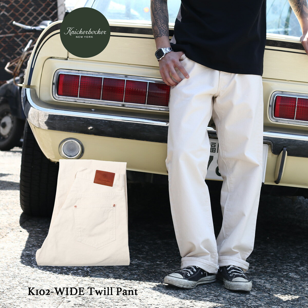 Rakuten - KNICKERBOCKER ニッカーボッカー K102-WIDE Twill Pant ワイドツイルパンツ 5ポケットジーンズ ワイドシルエット ポルトガル製 ワークパンツ メンズ ツイル織り コットン コットン100% Ecru