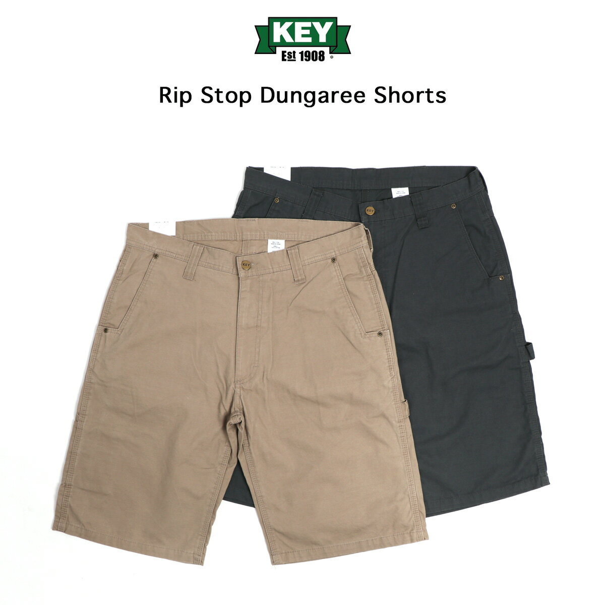 楽天MAVAZI（インポートクロージング）【スーパーSALE限定 10％OFF】KEY INDUSTRIES,INC. リップストップ ダンガリーショーツ Rip Stop Dungaree Shorts キー インダストリーズ インク