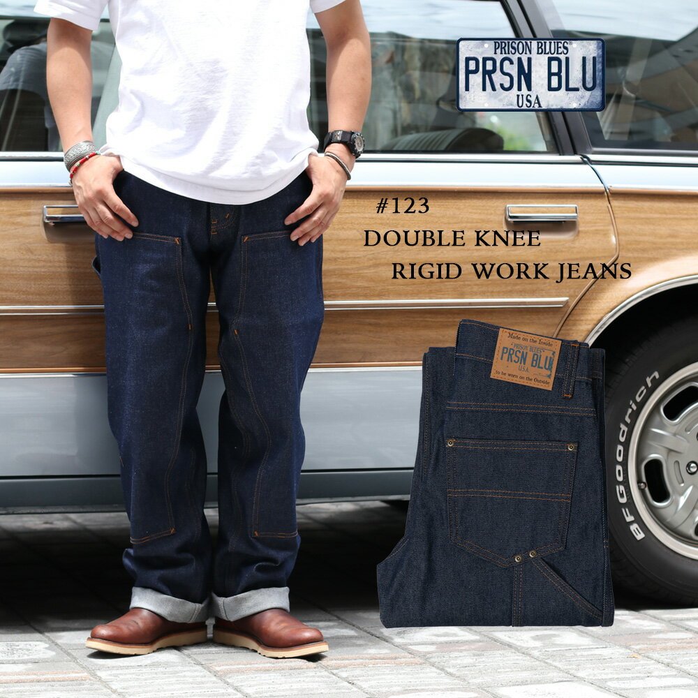 グ PRISON BLUES 123 _uj[[NW[Y 7|Pbg vYu[X AJ vYu[ RIGID BLUE W[Y W[p fj Y 100 ƒ fj 7 Pocket Denim Double Knee Rigid Work Jeans fjpc l 傫TCY