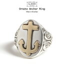 LHN Jewelry Ornate Anchor Ring シルバー×10Kゴールドリング20号 Handmade In Brooklyn