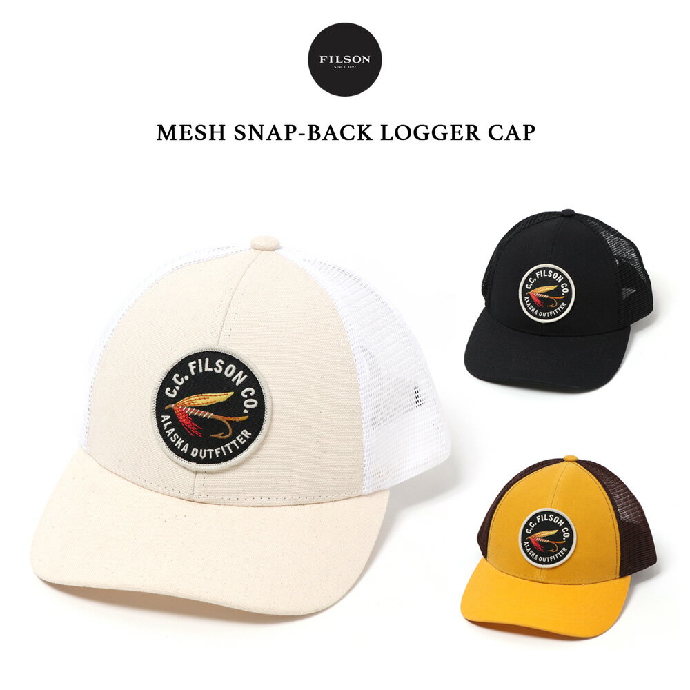 FILSON メッシュロガーキャップ フィルソン キャップ Mesh Snap-Back Logger Cap メンズ メッシュキャップ ローキャップ 帽子 WHITE YELLOW BLACK 白 黄色 黒 ホワイト イエロー ブラック フィッシング 登山 キャンプ フライフィッシュ 20218798 20206379 20218797