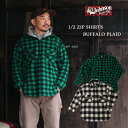 【クーポン利用で5 OFF】Johnson Woolen Mills ハーフジップ バッファローチェック 長袖ウールシャツ 全2色 ジョンソンウーレンミルズ USA製