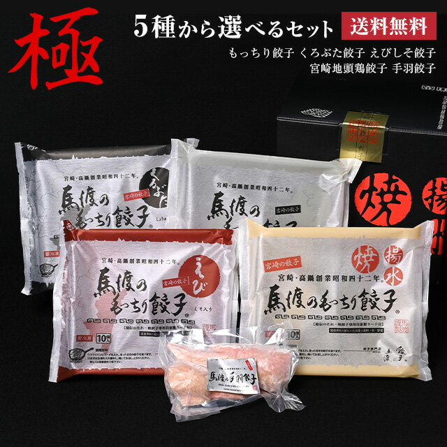 餃子の馬渡極セット「全餃子5種類の中からお好きな4種が選べる」（もっちり餃子10個 くろぶた餃子10個 えびしそ餃子10個 とり餃子10個 手羽餃子2本） | 【送料無料】ギフト 熱狂マニア ラヴィット！ 月曜から夜ふかし マツコ 知らない世界 ケンミン がむしゃらグルメ