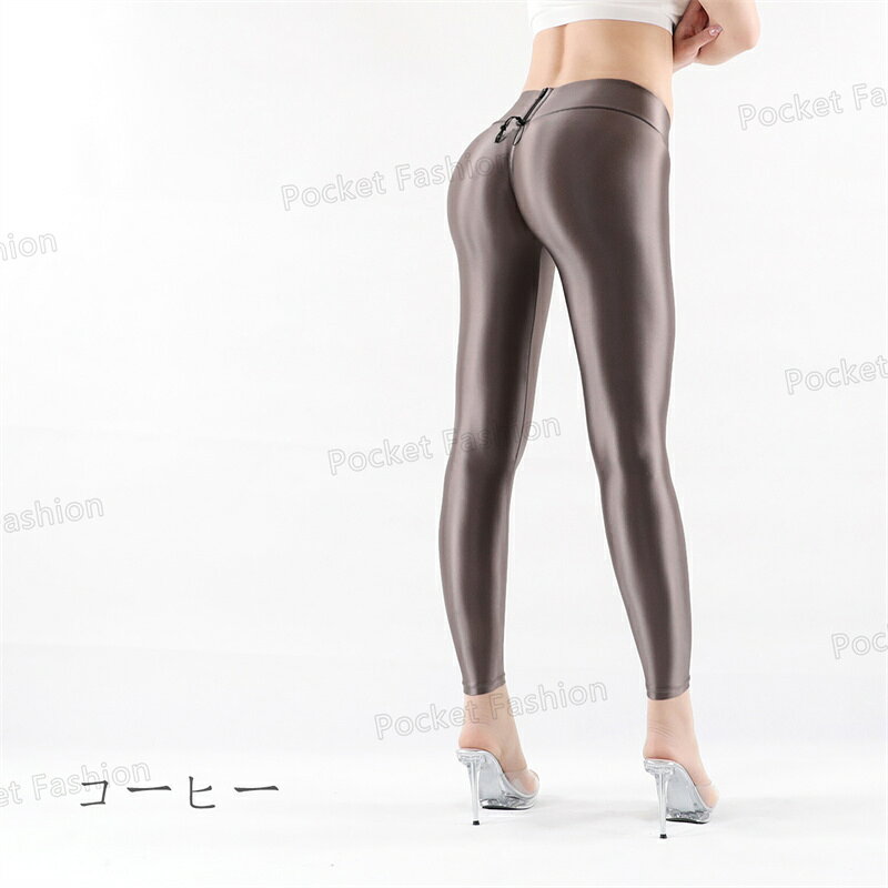 Pocket Fashionの【股下サイズ調整可】レギンス 9分丈 レギンスパンツ 美脚 光沢 下着 つるつる カラータイツ ツル 体型カバー 水着 日焼け防止 カラフル 無地 ストレッチ 伸びる レイヤード グラドル レディース メンズ コスプレ 撮影｜アングル2