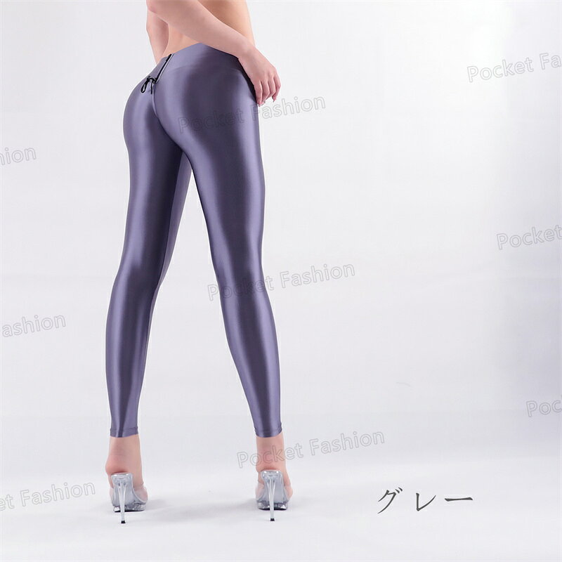 Pocket Fashionの【股下サイズ調整可】レギンス 9分丈 レギンスパンツ 美脚 光沢 下着 つるつる カラータイツ ツル 体型カバー 水着 日焼け防止 カラフル 無地 ストレッチ 伸びる レイヤード グラドル レディース メンズ コスプレ 撮影｜アングル3
