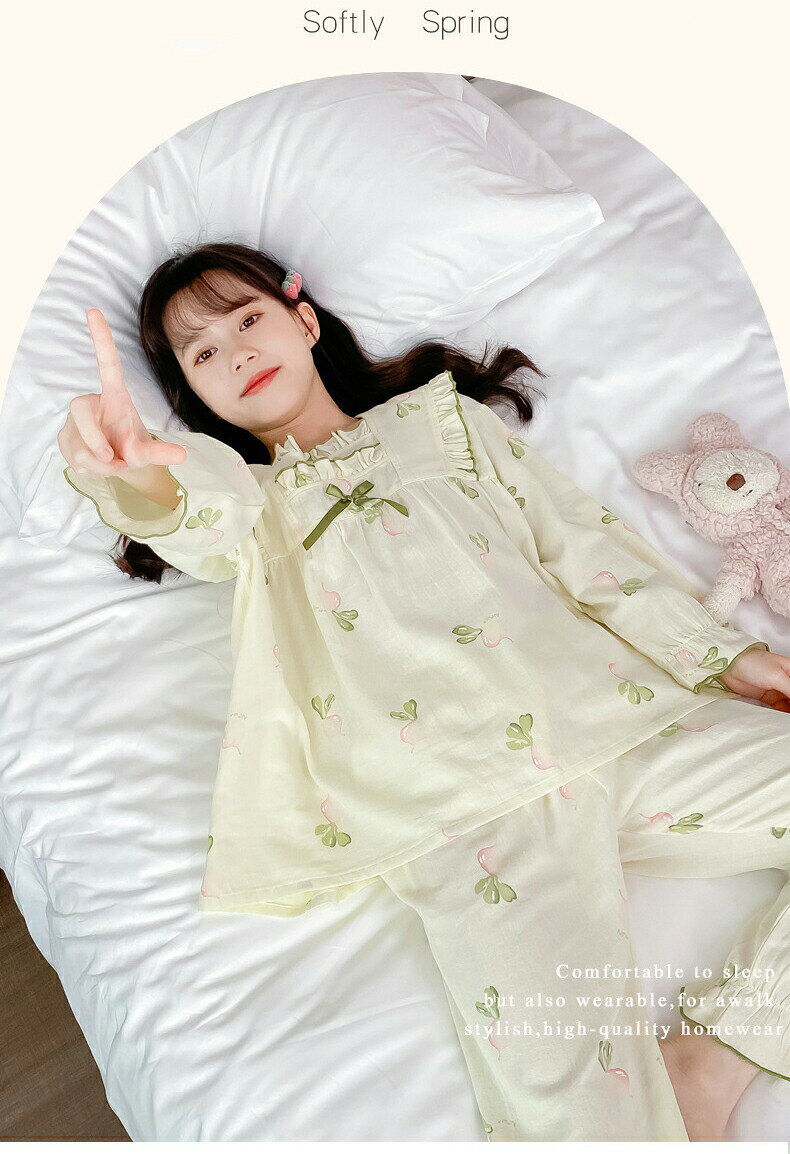 パジャマ 子供 長袖 綿100 子供パジャマ 上下セット パジャマ キッズ 女の子 子供服 柄物 寝巻き ルームウェア 寝間着 春秋 部屋着 セットアップ ロングパンツ 長ズボン 春 秋 夏 子供 フリル リボン 可愛い かわいい 薄手大根柄 花柄 薄手 110 120 130 140 150 160 170 — vista 3