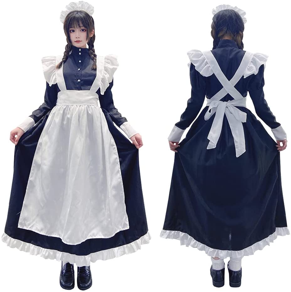 楽天市場】メイド服 ロング（サイズ（S/M/L）4L）（コスチューム一式
