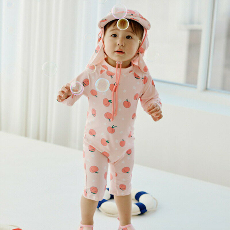 ベビー 水着 女の子 ロンパース 赤ちゃん 水着 長袖 ラッシュガード キッズ 水着 UV カット 紫外線カット 子供 水着 ワンピース オールインワン スイムウェア 子供用 ベビー服 水遊び プール 子供 みずぎ アウトドア スクール 海水浴 キャップ付き かわいい おしゃれ