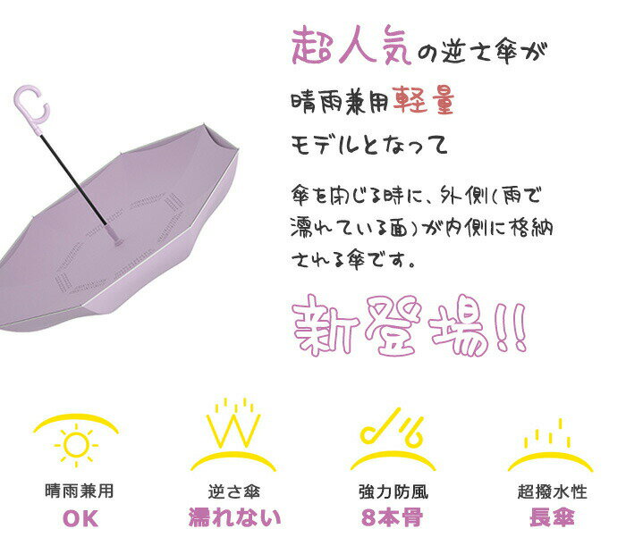逆さ傘 傘 自動式 逆さ 逆さま傘 濡れない 二重傘 晴雨傘 梅雨 長傘 無地 雨晴兼用 メンズ レーディス 男女兼用 かさ UVカット 耐風 風に強い 大きめ シンプル 軽量 おしゃれ 超撥水 ワンタッチ 逆開き 自動開き おしゃれ 3