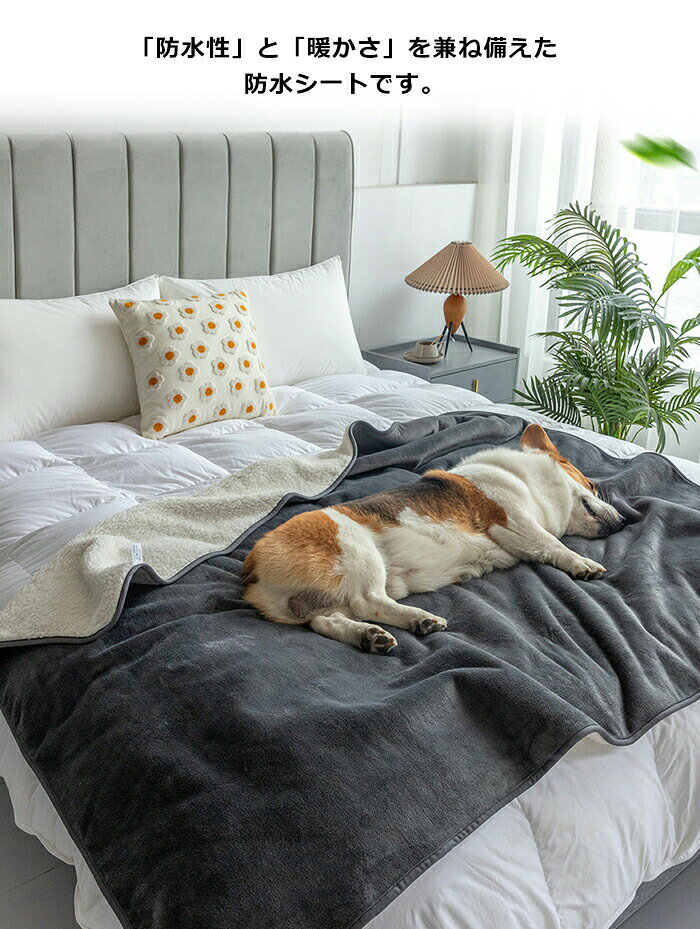 Pocket Fashionのペット 防水マット ペット用おしっこマット 防水シート 犬 猫 マット 両面仕様 犬 猫用 下敷き マット ボア ふわふわ もこもこ 中型犬 大型犬 おしっこマット 撥水加工 介護 おもらし対策 ペットマット ペット毛布 四季兼用 洗える 寒さ対策 ブランケット わんちゃん 猫用｜アングル2