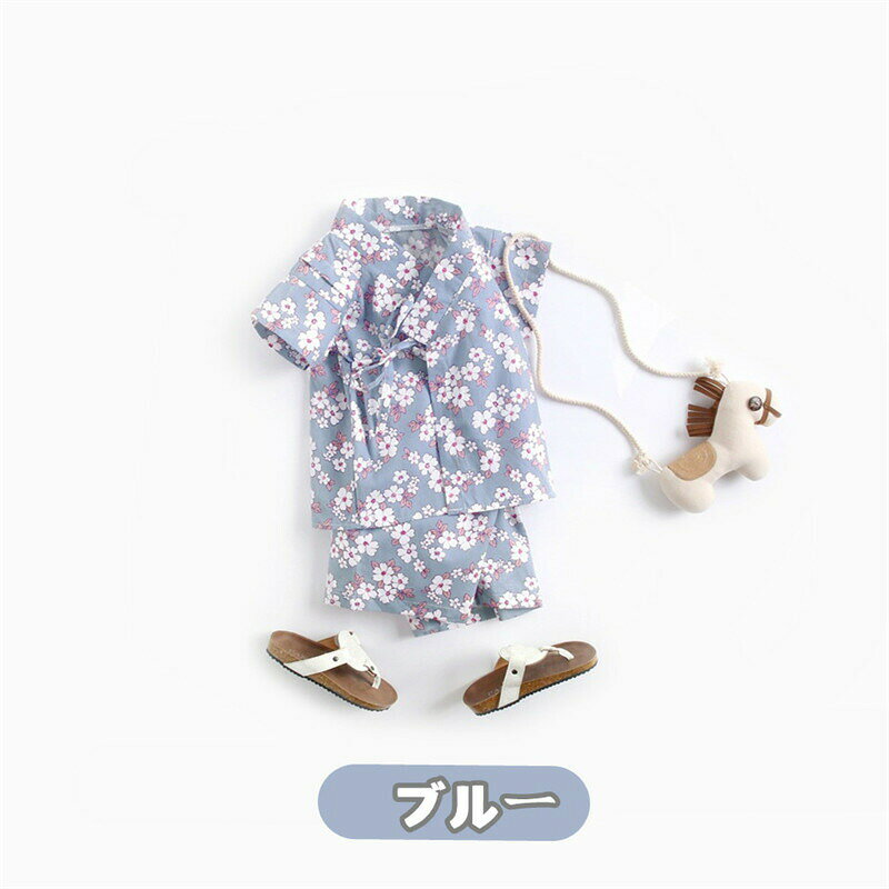 ベビー服 花火大会 甚平 上下セット ベビー甚平 浴衣 ルームウェア 半袖 ショート...