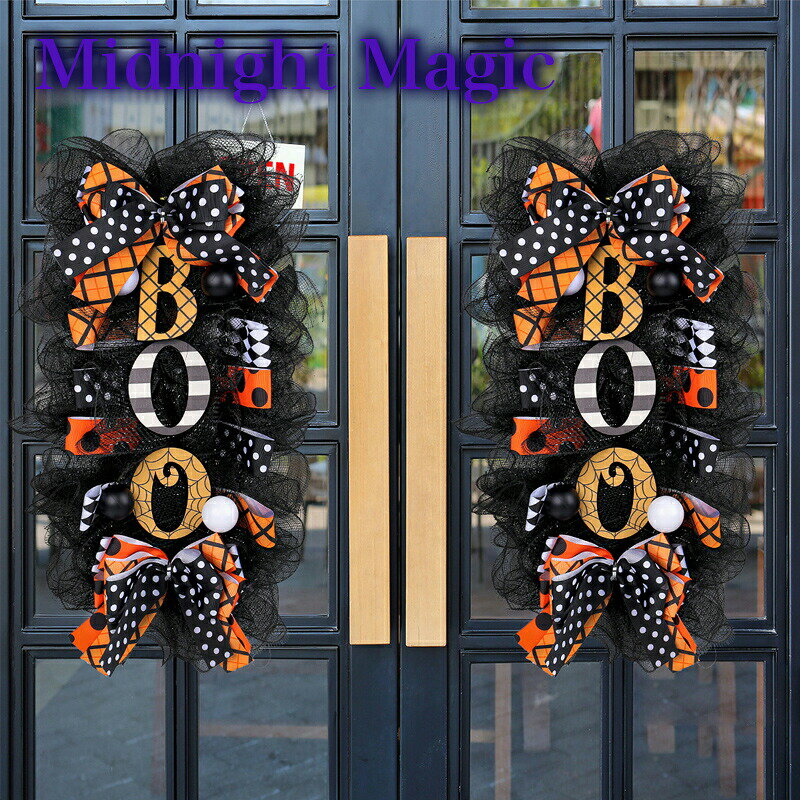 Rakuten - リース ハロウィンリース 玄関リース 大人気！！アートフラワー スワッグ 大型サイズ ハロウィン 装飾 オブジェ ディスプレイ 壁 オーナメント 手作り 雑貨 プレゼント イベント