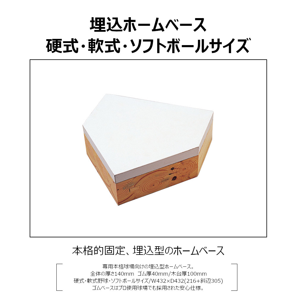 野球ベース 埋め込み コクサイ KOKUSAI 木台付ホームベース140 一般用 2022年から...