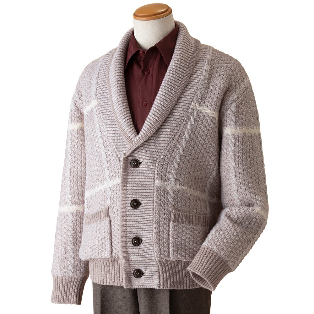 ウール 長袖 ヘチマ襟 オーストラリア羊毛使用くつろぎカーディガン Pierucci/ピエルッチ NE-2036