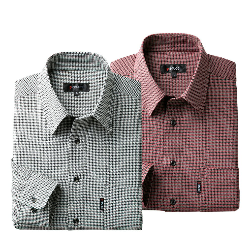 【楽天スーパーSALE☆12/4〜P5倍!】シニア メンズ シャツ 長袖 トップス カジュアル 千鳥格子柄 冬 秋 春 ピエルッチ GV-057