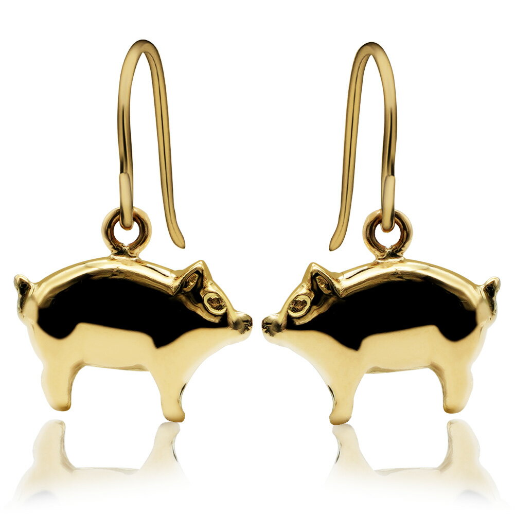 ピアス 18金 ゴールド レディース 日本製 動物 ブタ 金属アレルギー対応 専用ケース付