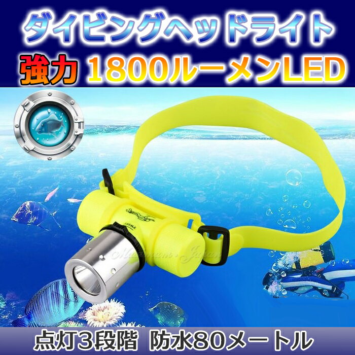 防水 ダイビング ヘッドライト 1800ルーメン LEDライトCREE 80m防水 点灯3モード ポイント消化通販格安セール情報 楽天 通販